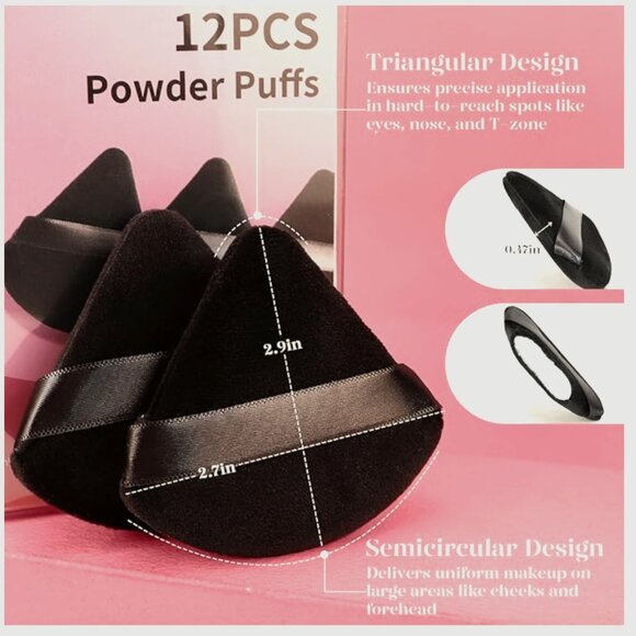 🌼 Beauty Blender Cosmetic Puffs Bundle 12 Triangles for Powder/Foundation/Blush - Picture 3 of 7